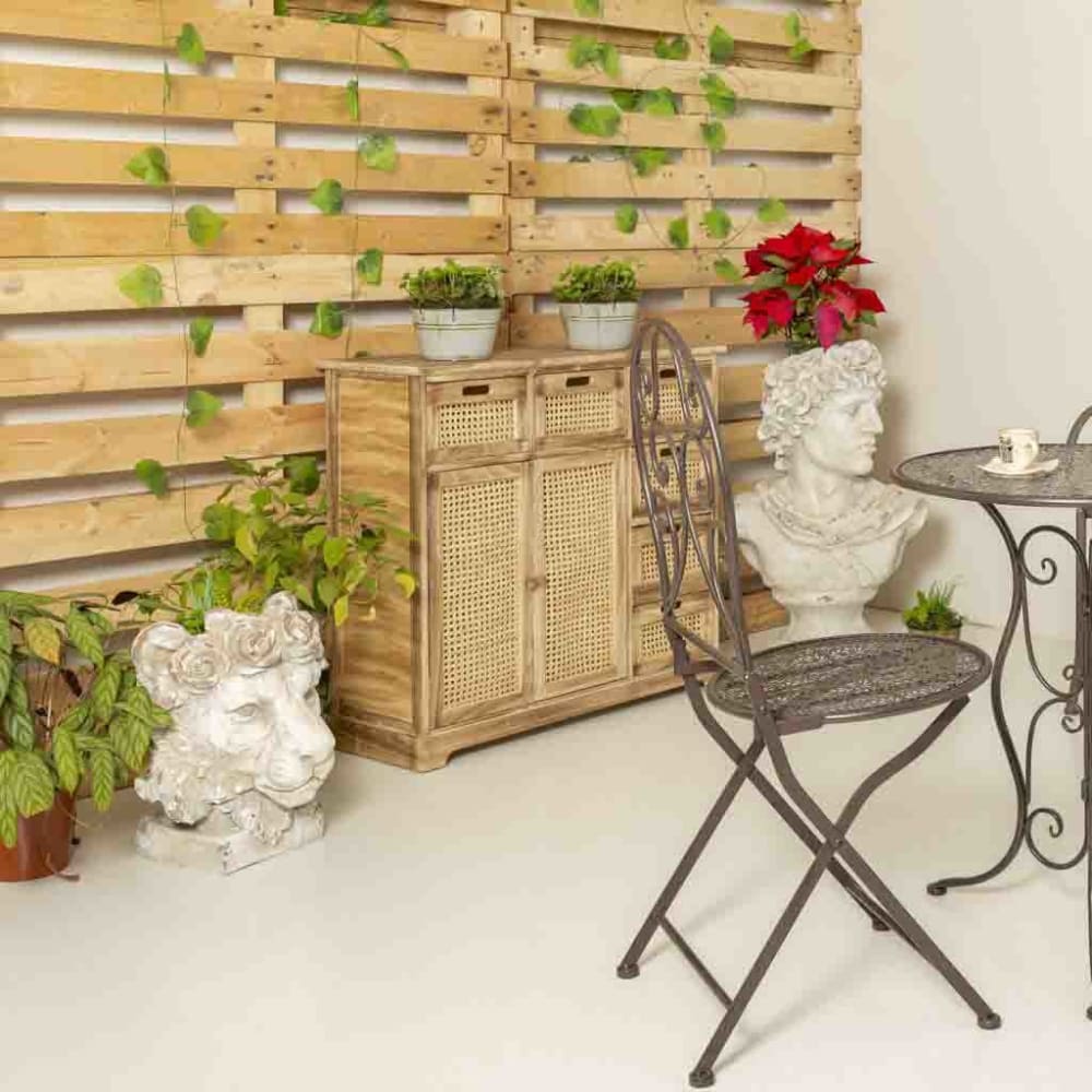 Jardinière tête de lion magnésium blanc 37x37x44h cm