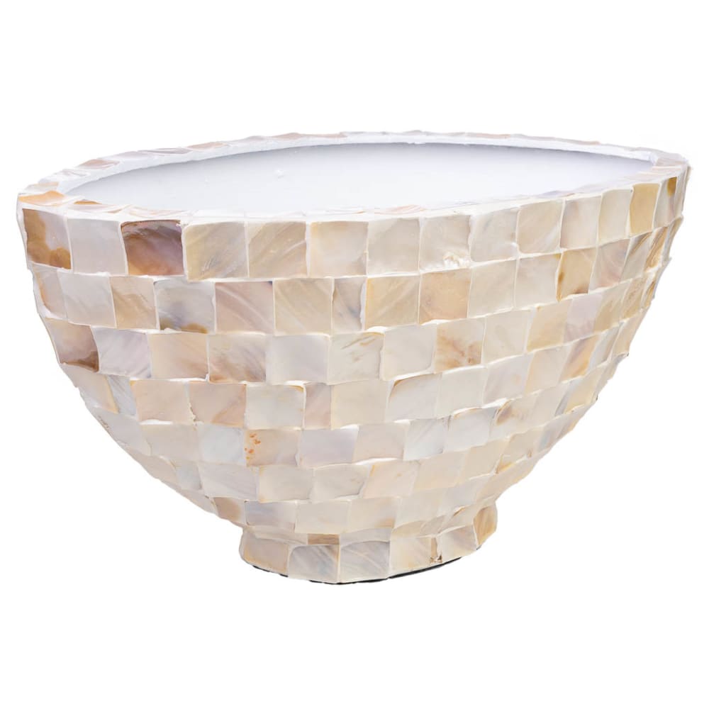 Jardinière en bois et nacre beige 62x29x33h cm