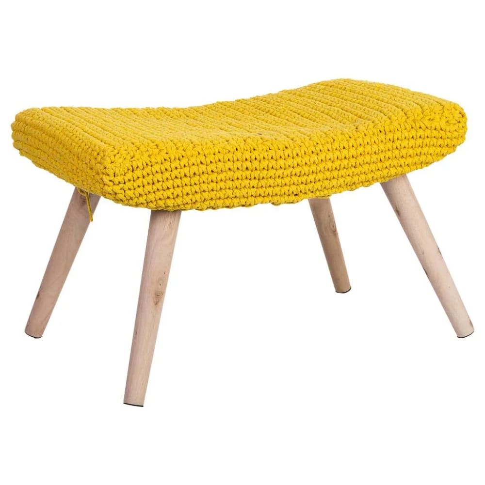 Banquette en bois et coton 67 x 30 x 43h cm Banquette en bois et coton 67 x 30 x 43h cm
