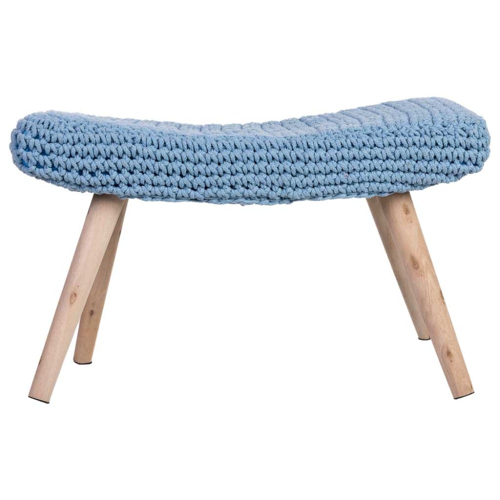 Hocker aus Holz und Baumwolle, 67x30x43h cm, Blau - Maisons Du