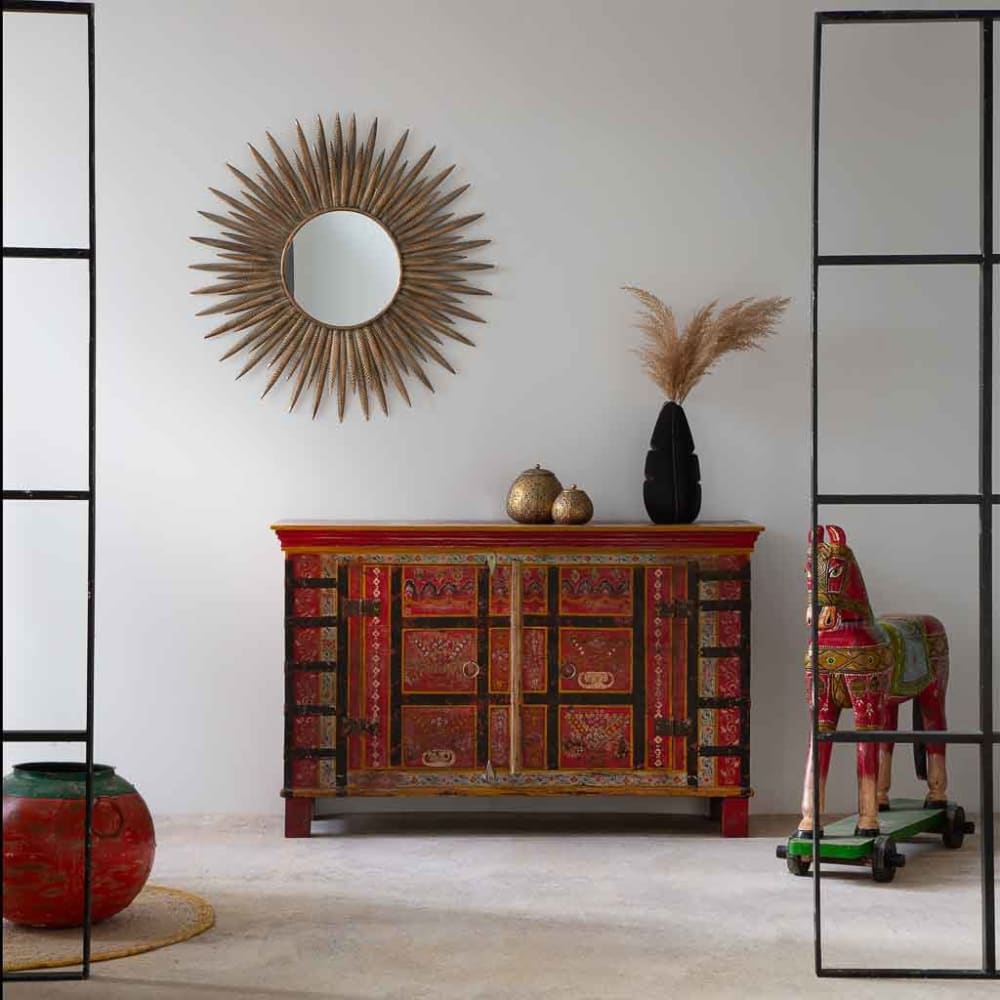 Cheval décoratif en bois peint artisanal 86x36x96