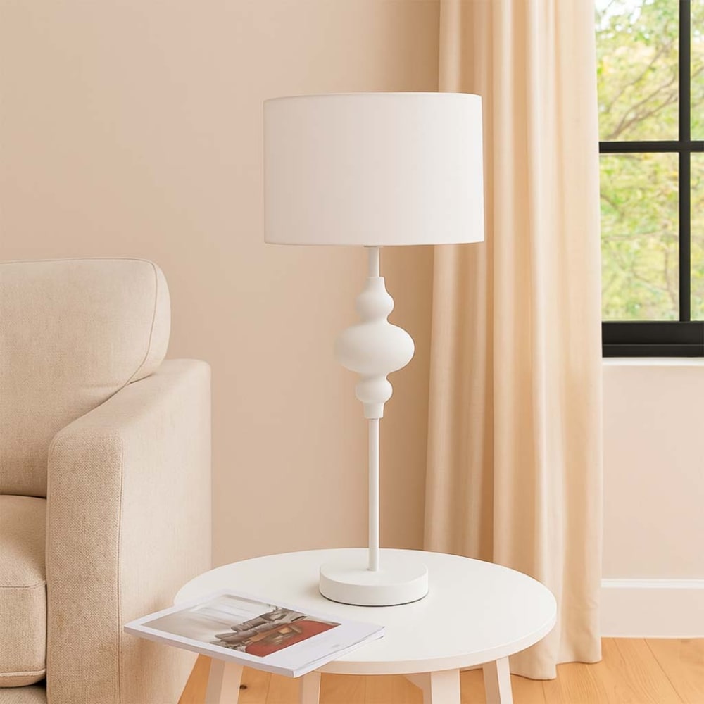 Lampe de table en métal blanc 30x30x80h cm — vue 3