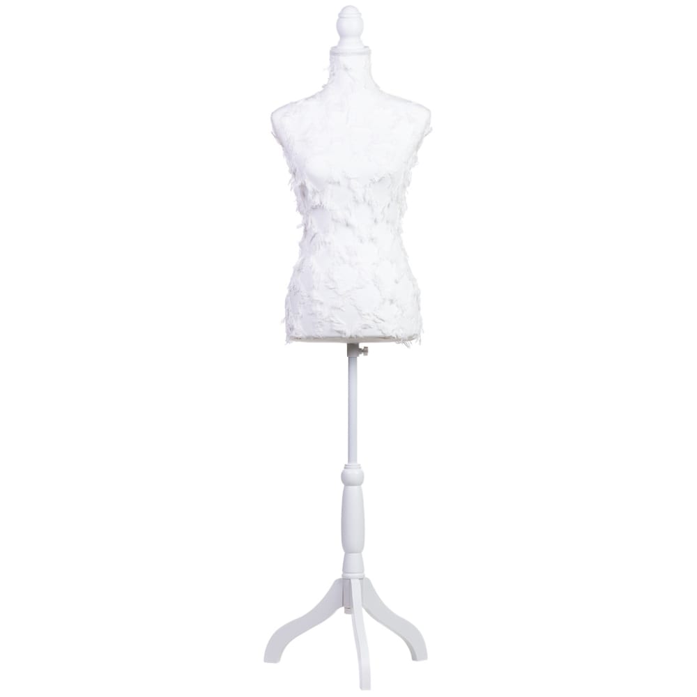 Mannequin en bois et mousse recouvert de tissu blanc 24x37,5x168h cm