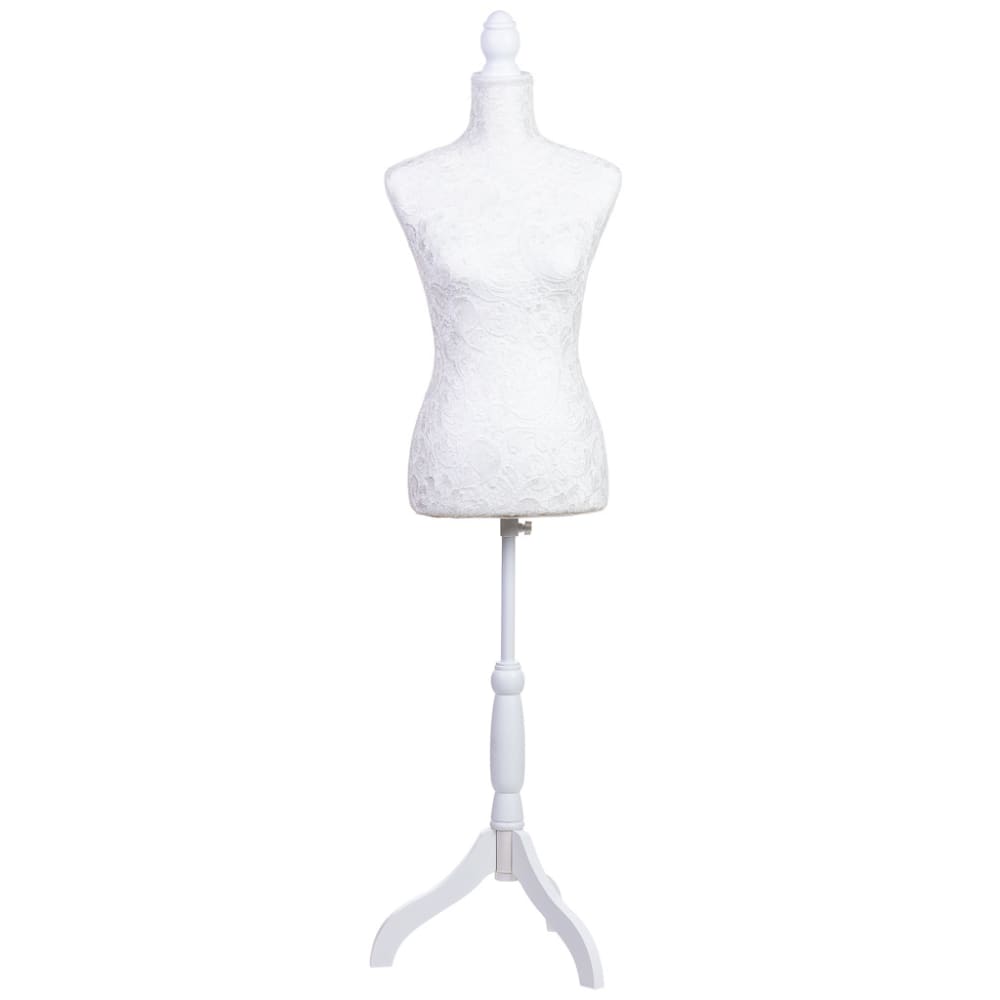 Mannequin en bois et mousse recouvert de tissu blanc 24x37,5x168h cm