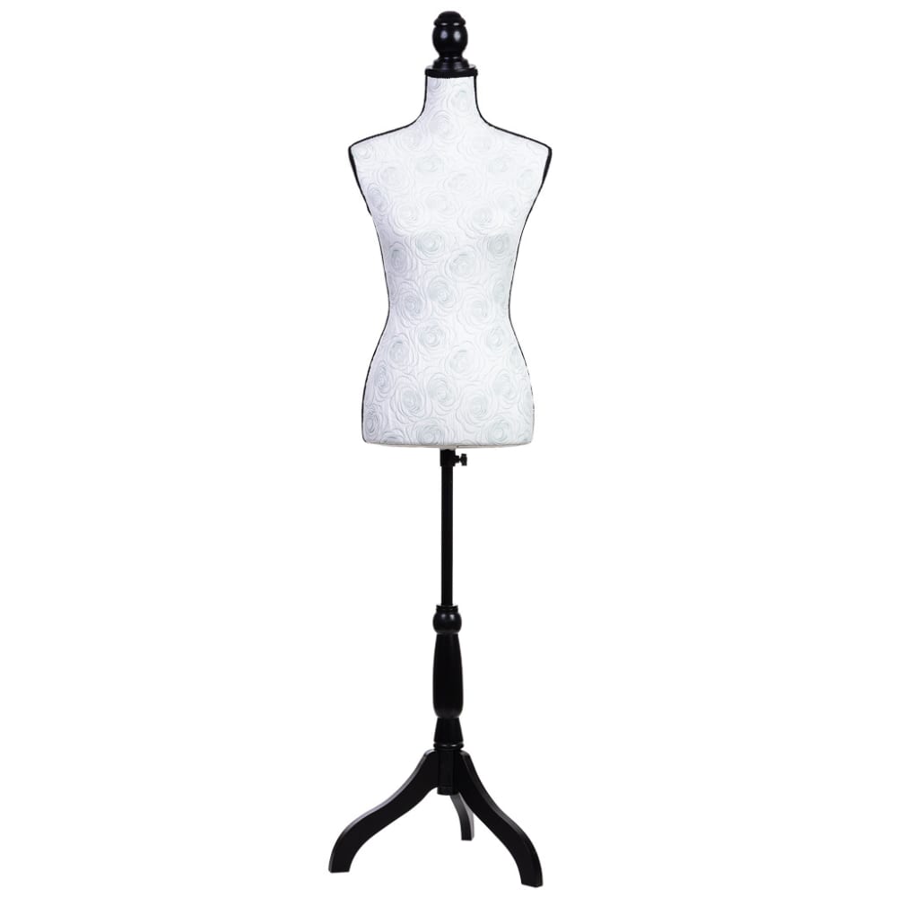 Mannequin en bois et mousse recouvert de tissu blanc 24x37,5x168h cm
