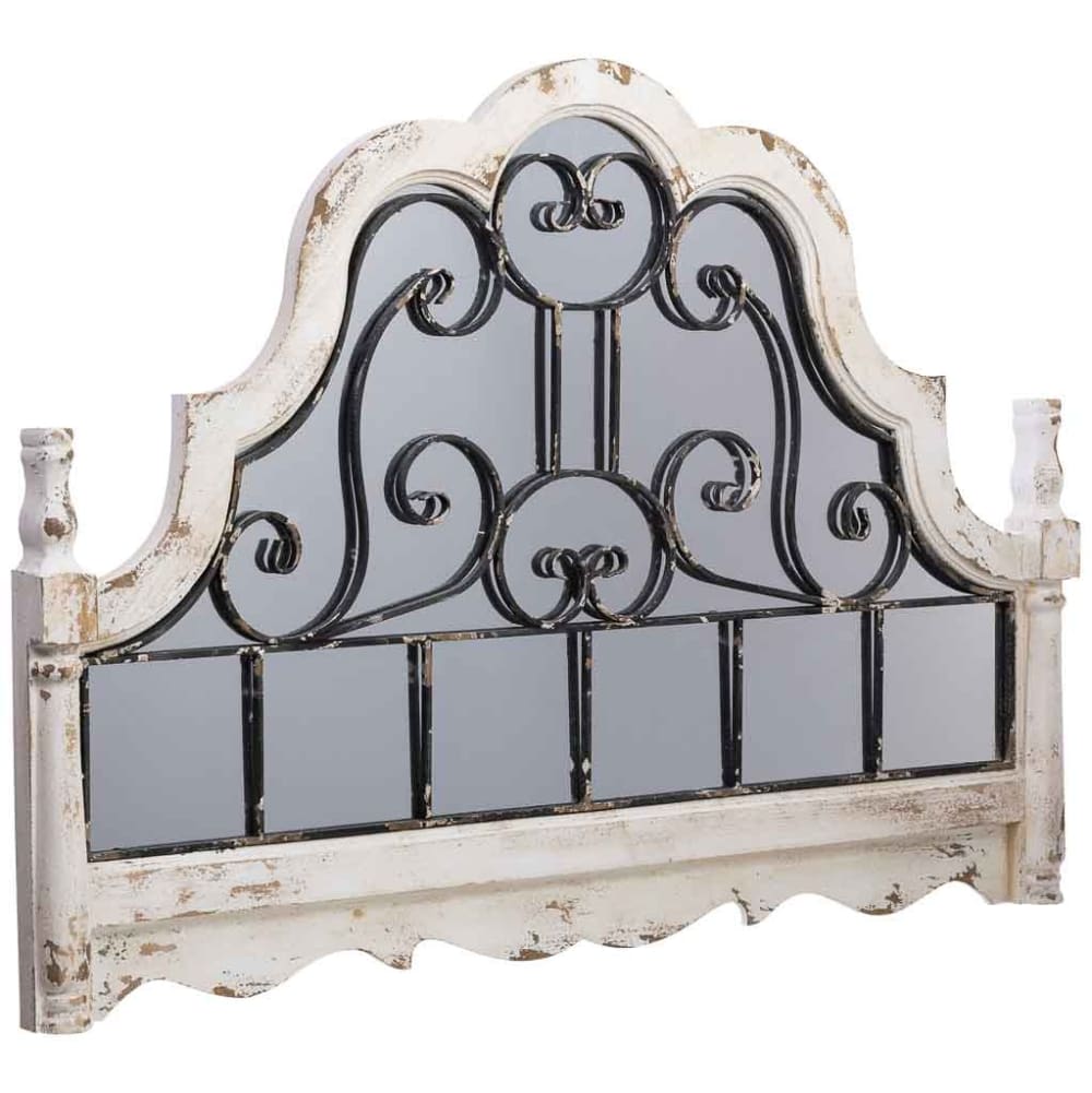 espejo de pared de madera y metal 1285x65x89h cm blanco