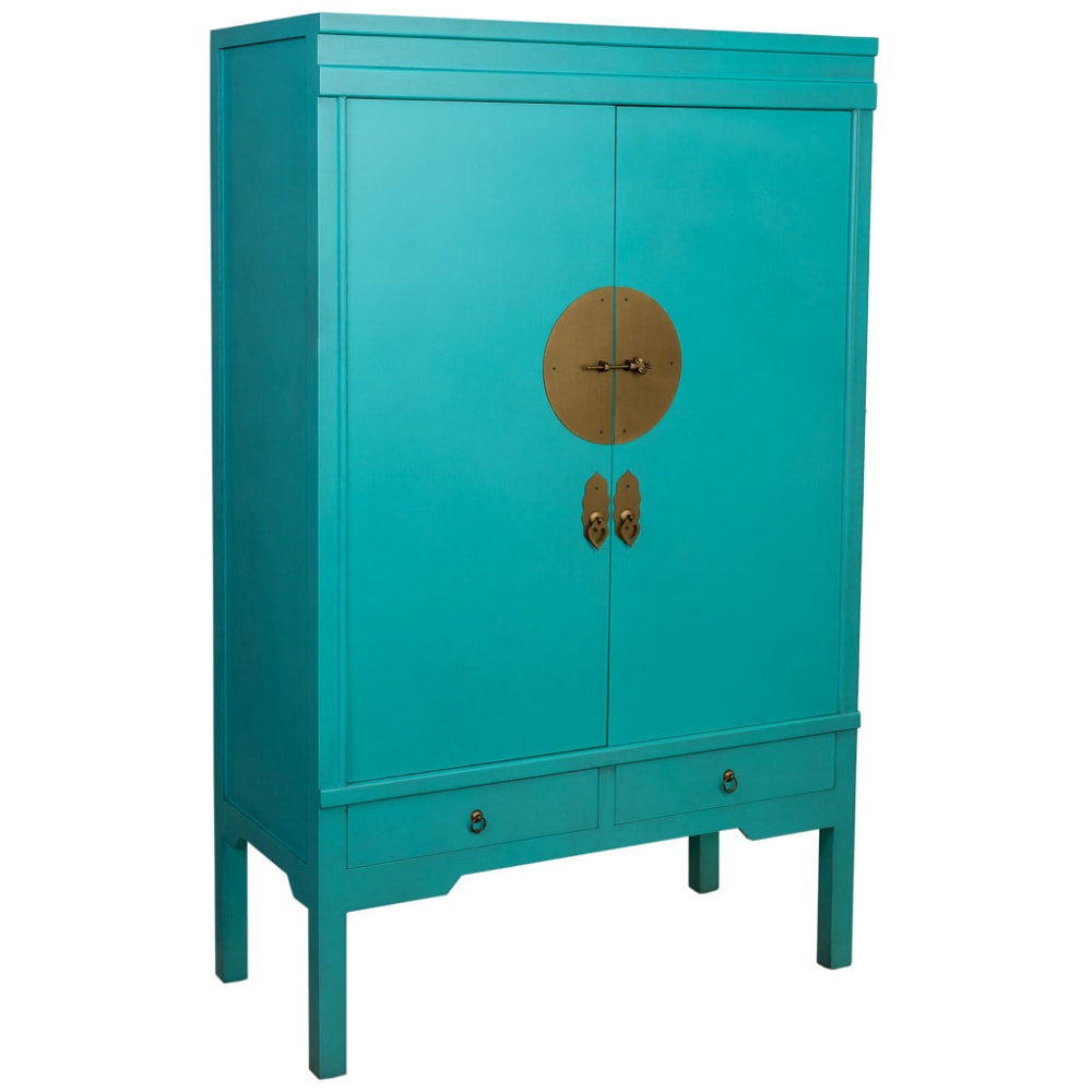 Armoire en bois avec 4 tiroirs et 2 portes 63x26x100