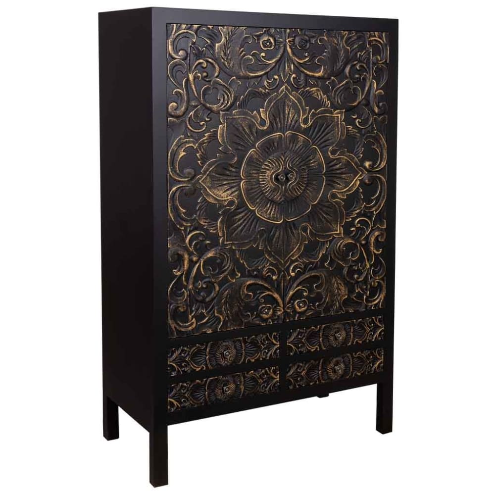Armoire en bois avec 4 tiroirs et 2 portes 100x45x160