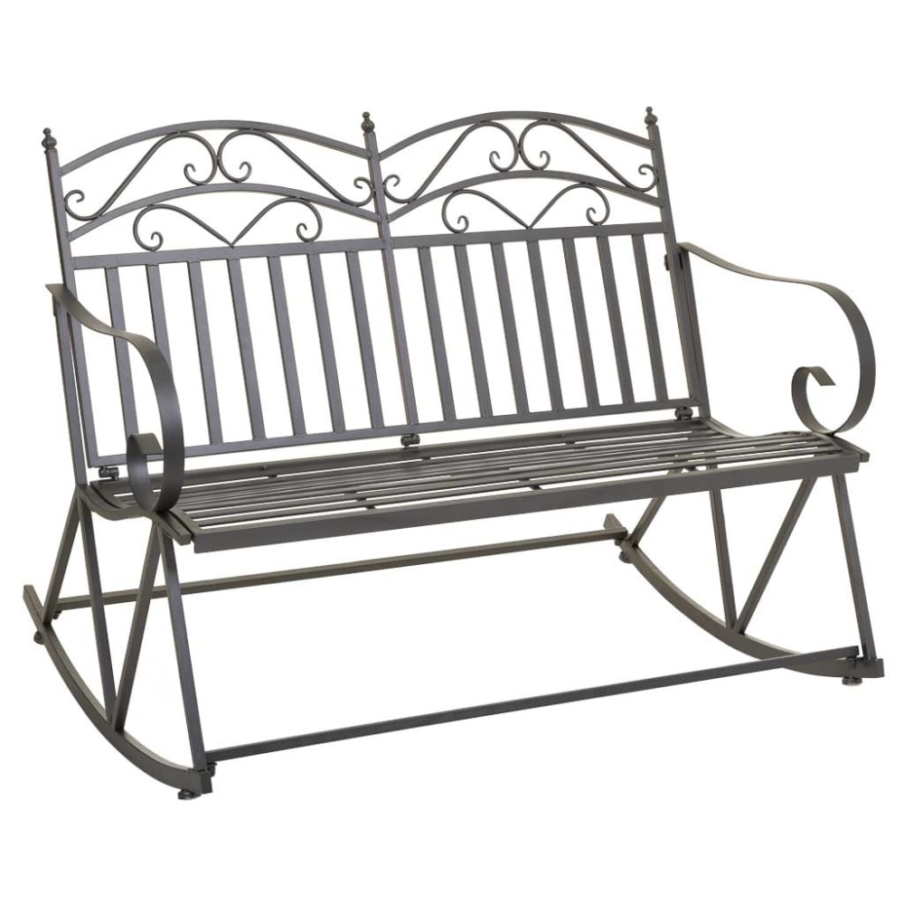 Canapé à bascule en fer forgé marron 116x45x91h cm