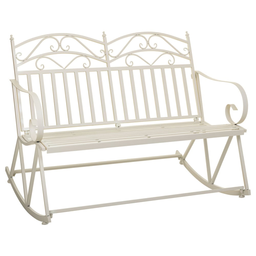 Canapé à bascule en fer forgé blanc 116x45x91h cm