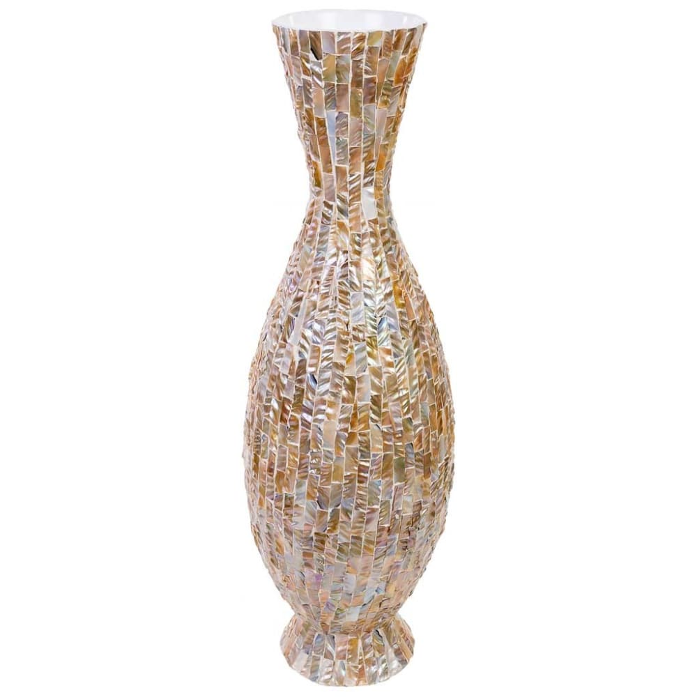 Vase en nacre marron et bois D28x91h cm