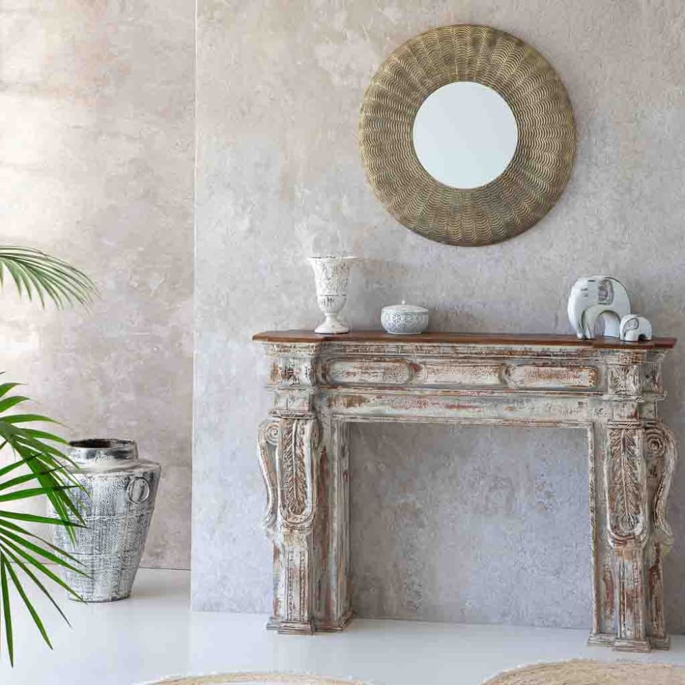 Vase aus gealtertem Metall 50x50x58 Weiß - Maisons Du Monde