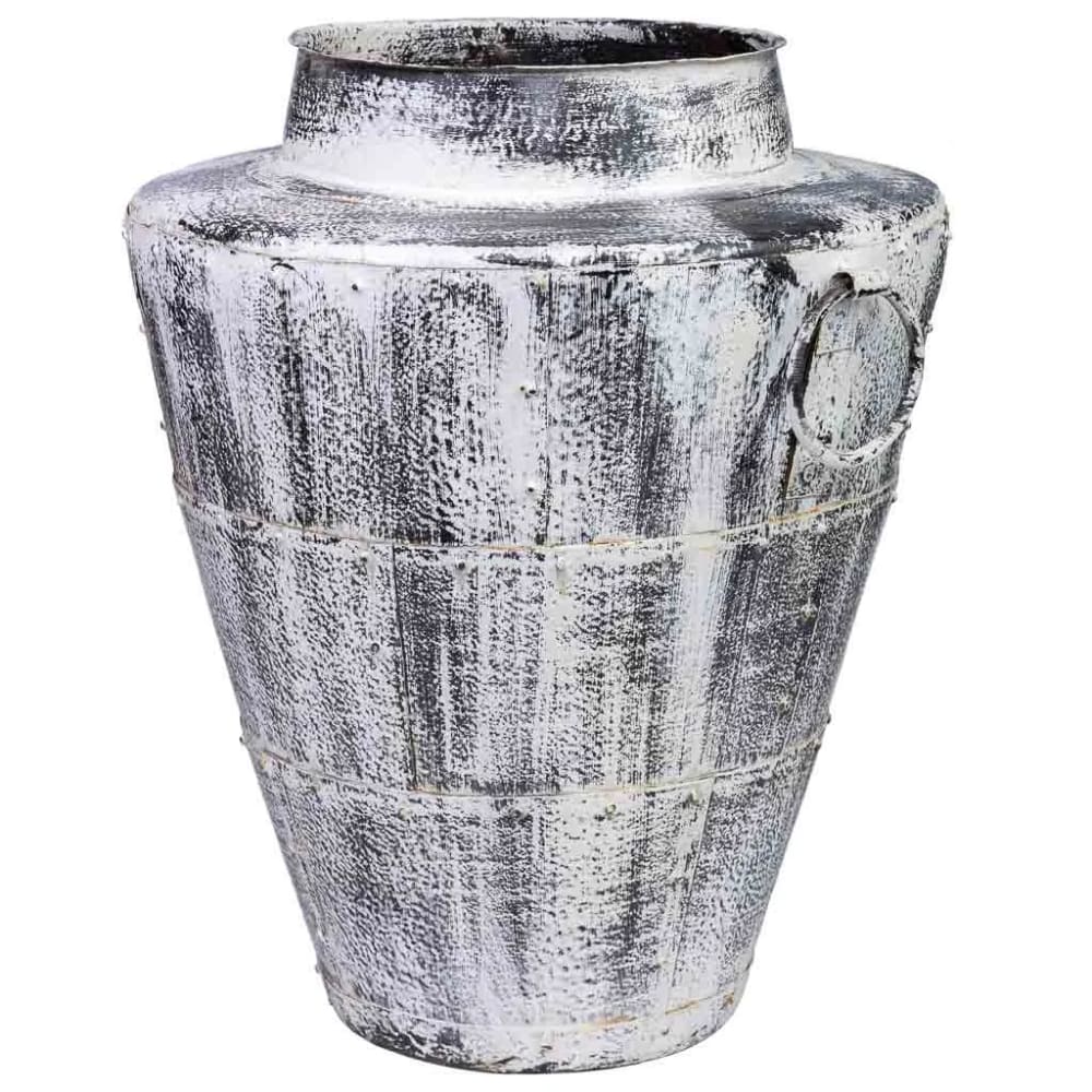 Vase en métal vieilli blanc 50x50x58