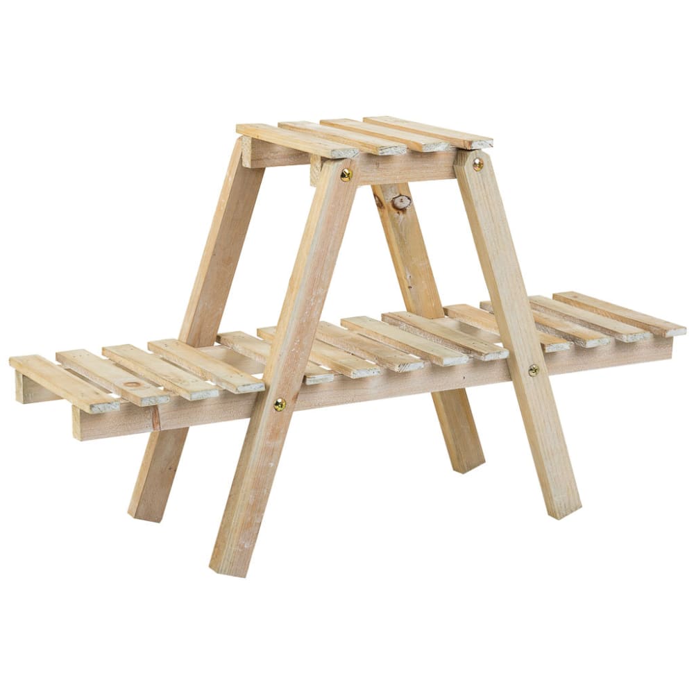 Étagère à 2 étagères en bois marron 64x19,5x38h Étagère à 2 étagères en bois marron 64x19,5x38h