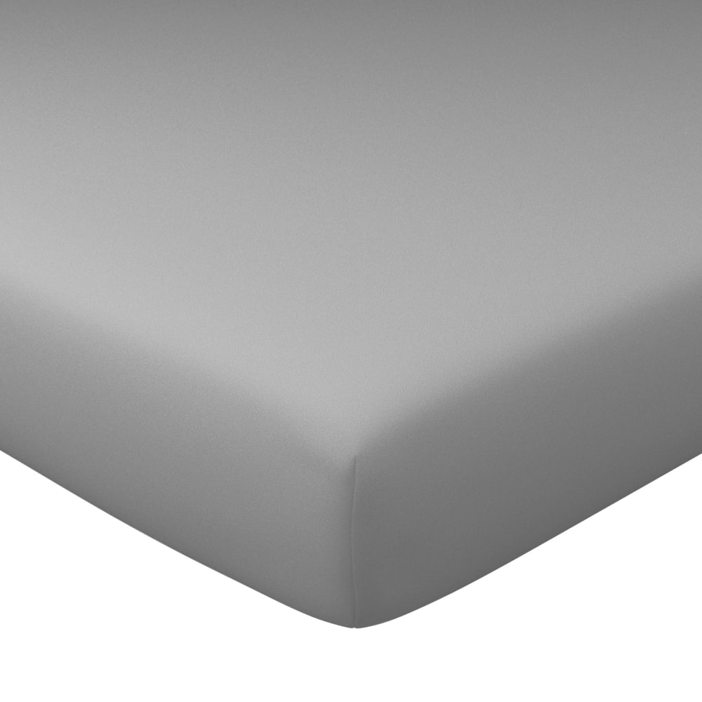 Drap-housse en coton gris 160x200x28cm
