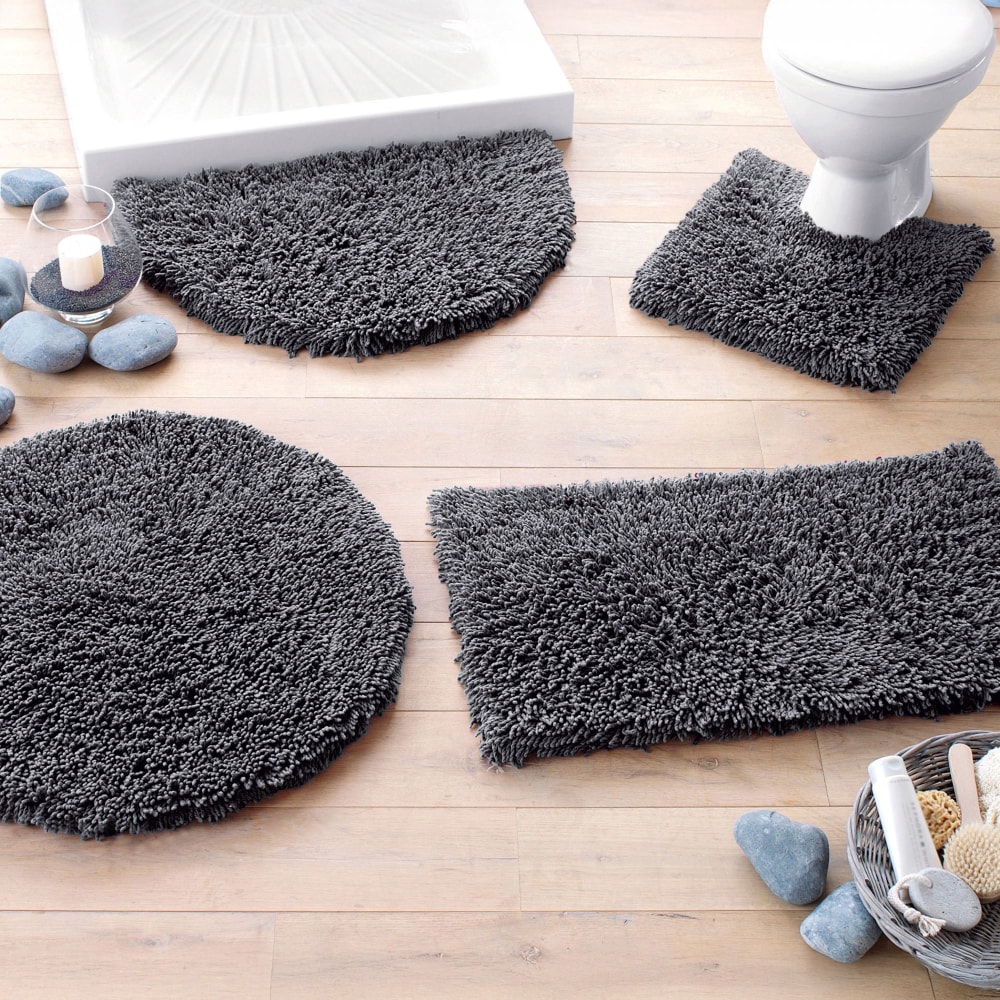 Tapis contour wc en coton gris anthracite 50x50cm — vue 3