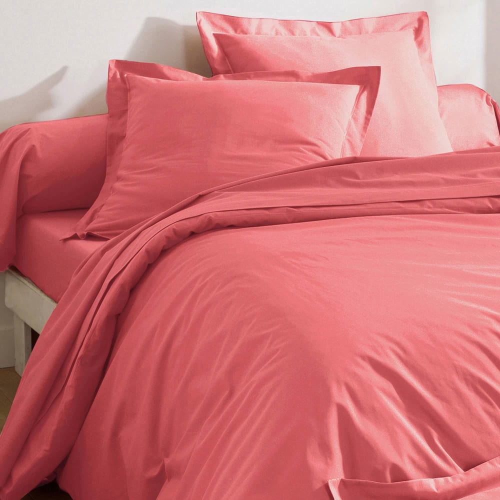 Housse de couette en coton rose bois de rose 260x240cm