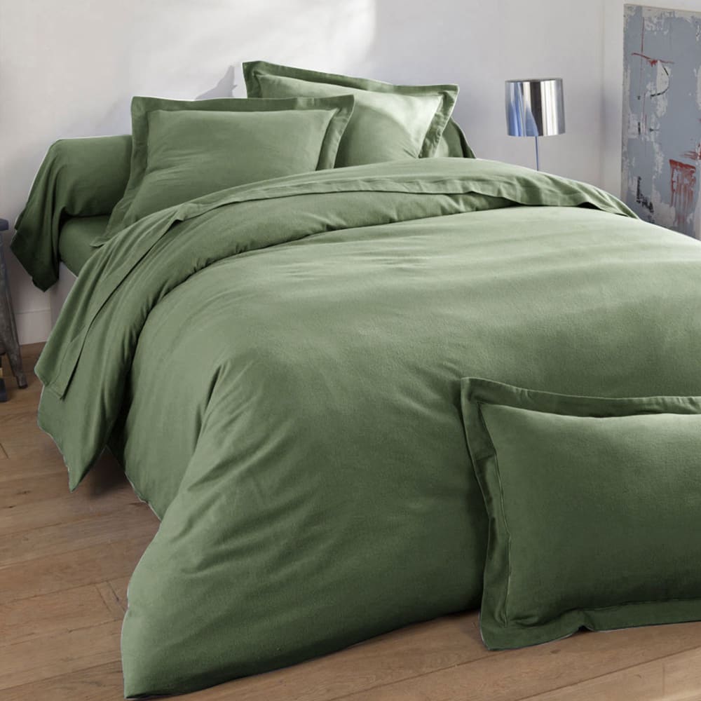 Housse de couette en coton vert kaki 140x200cm