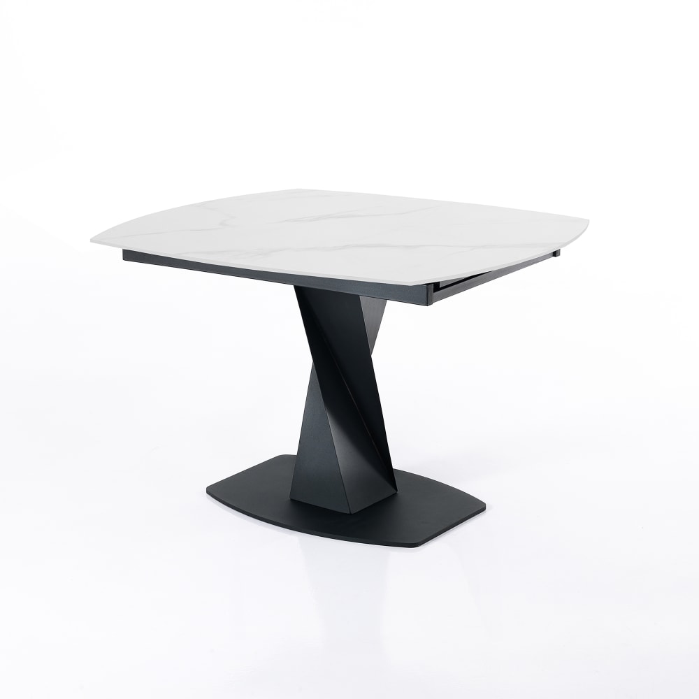 ORESTELUCHETTA Ausziehbarer Keramiktisch aus weißem Marmor,77x88x105/165cm, Esszimmer style modern - Stahl