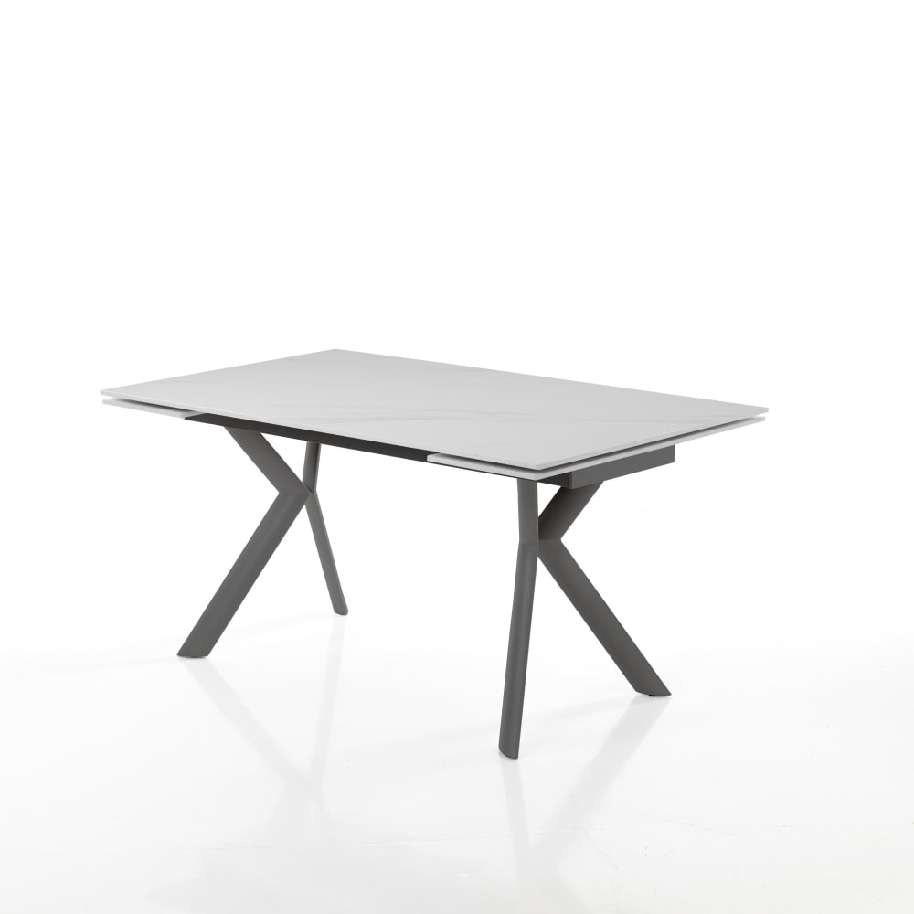 ORESTELUCHETTA Ausziehbarer weißer Marmorkeramiktisch 140-200 cm, 6-8 Sitzplätze style modern - Stahl
