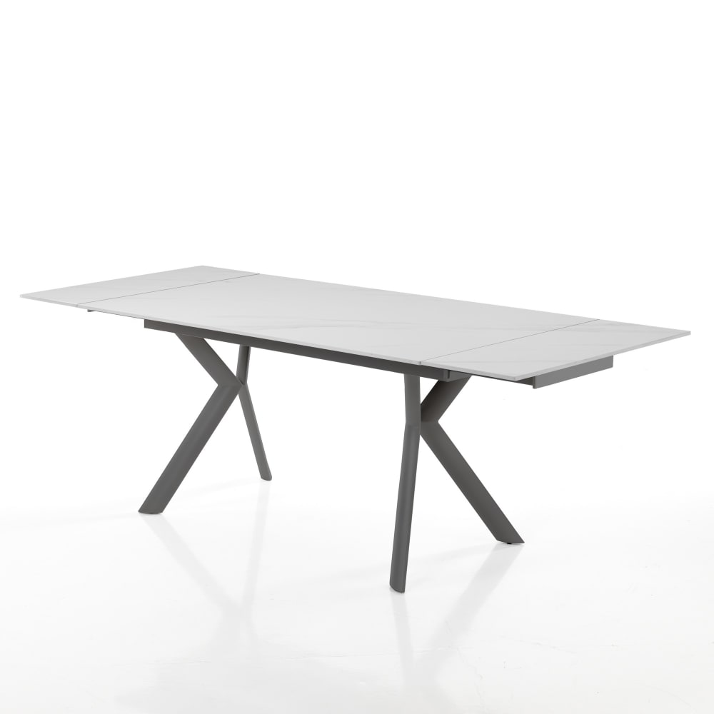 Ausziehbarer weißer Marmorkeramiktisch 140-200 cm, 6-8 Sitzplätze