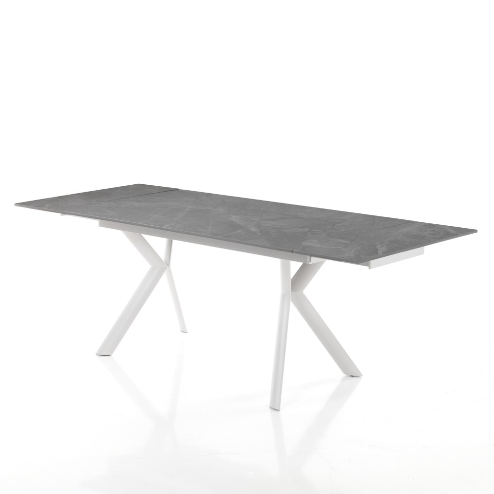 Ausziehtisch, Keramik, grauer Marmor, 140-200 cm, 6-8 Sitzplätze