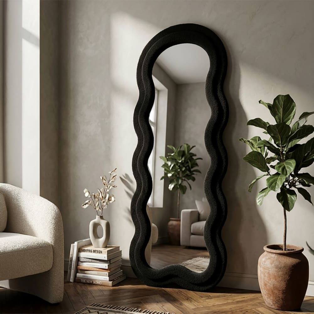 Mauro Ferretti Wandspiegel mit schwarzem Teddy-Rahmen, 60 x 4 x 160 cm - Holz