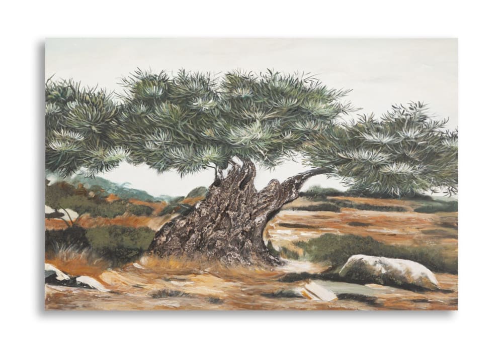 Gemälde auf Leinwand mit Reliefapplikationen, 120 x 3,8 x 80 cm -