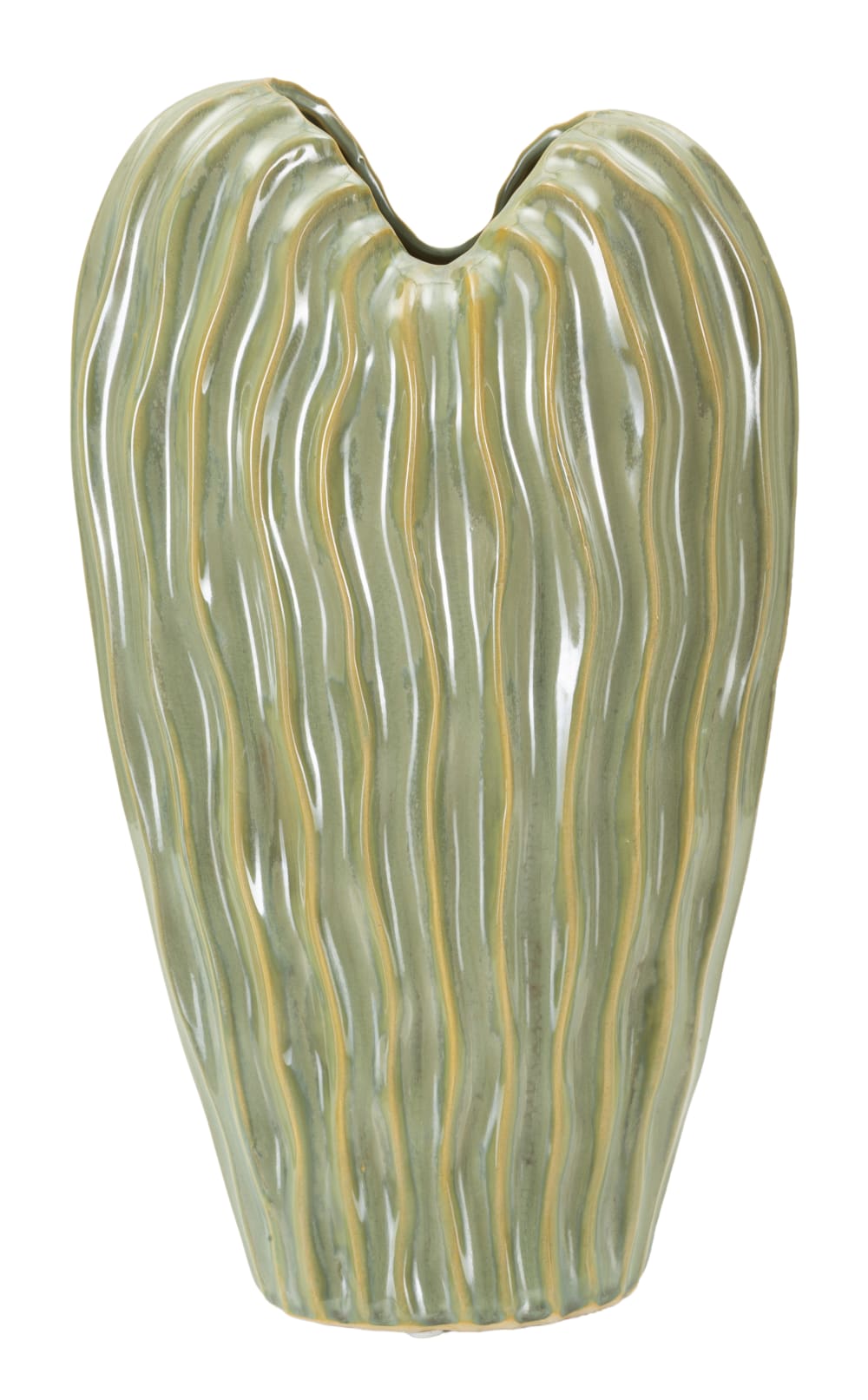 Mauro Ferretti Grüne Keramikvase, 22 x 10 x 39 cm Grün Keramik