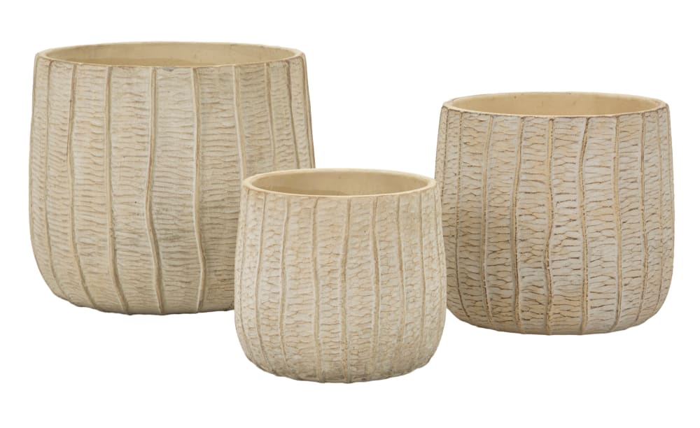 Cremefarbene Keramikvasen, 3er-Set, 30,5 x 27, 25 x 22,2, 19,5 x