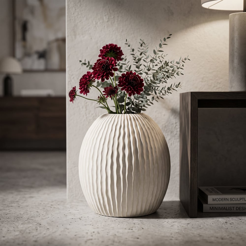 Mauro Ferretti Cremefarbene Magnesiumvase, ø 36,5 x 38 cm Beige Harz