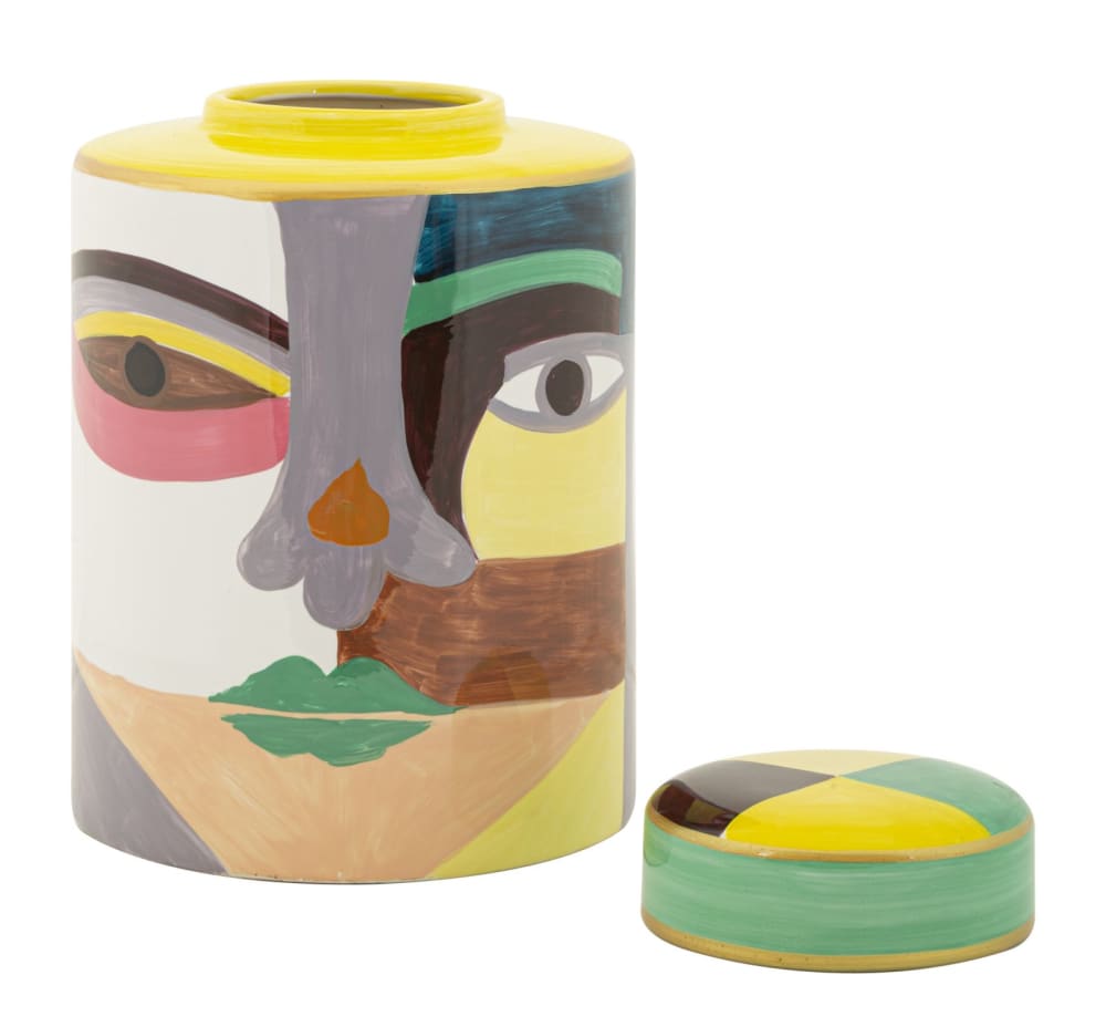 Vase en céramique multicolore avec couvercle cm ø 19x28 — vue 3