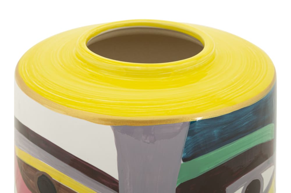Vase en céramique multicolore avec couvercle cm ø 19x28 — vue 4