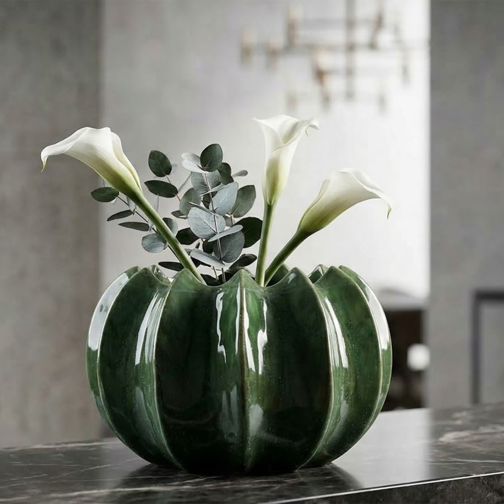 Mauro Ferretti Grüne Keramikvase, ø 22 x 13,5 cm Grün Keramik