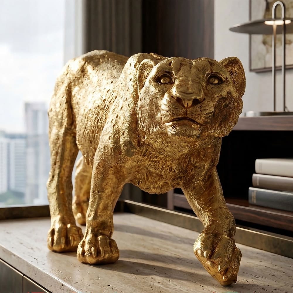 Mauro Ferretti Goldene Harzstatue 89x21x33 cm Gold Harz