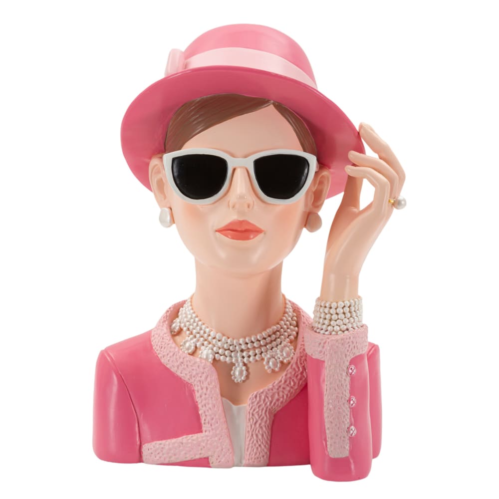 Estatua mujer de medio cuerpo de resina multicolor 18x11x26 cm