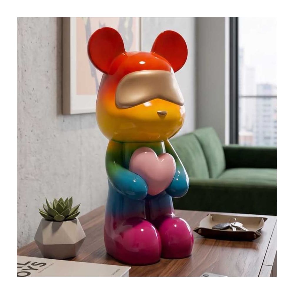 Mehrfarbige Bärenfigur aus Kunstharz, 22,50 x 17,5 x 42,5 cm -
