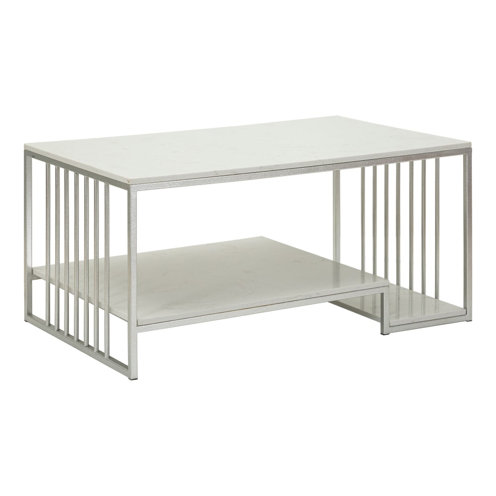 Table basse en métal argenté et marbre cm 90x60x45