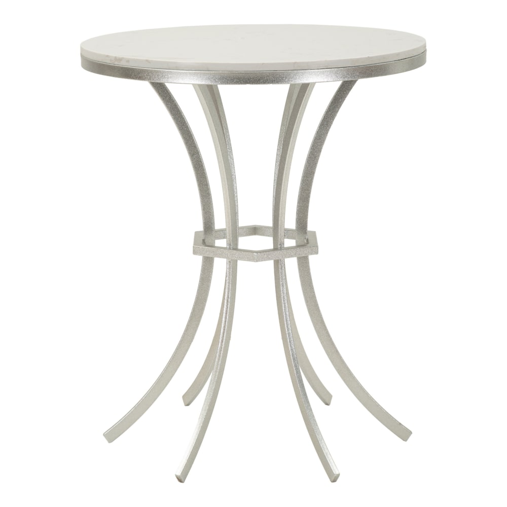 Table basse en métal argenté et marbre cm ø 56x68