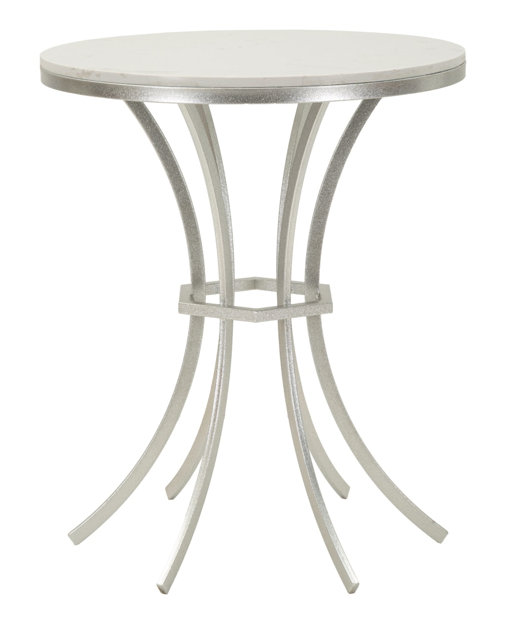 Table basse en métal argenté et marbre cm ø 56x68