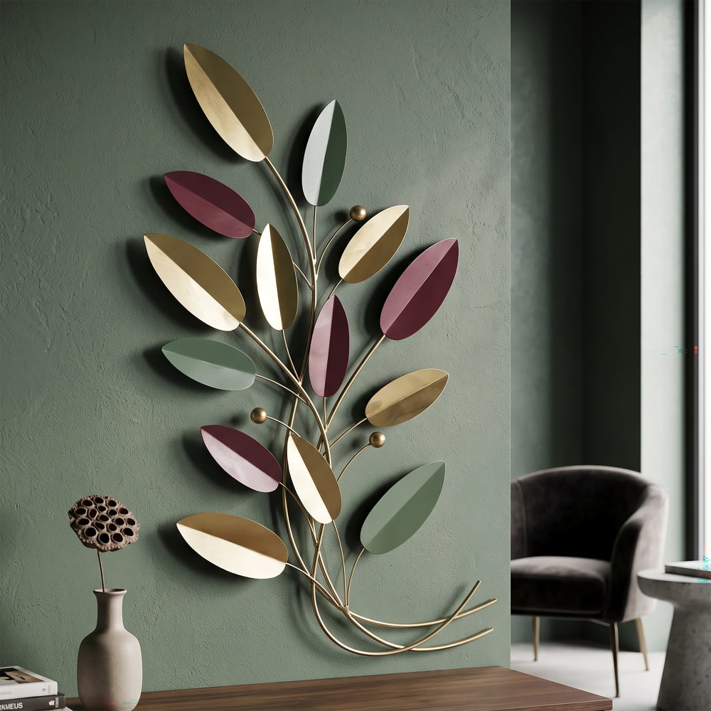 panel decorativo hojas 3d cm 59x38x984