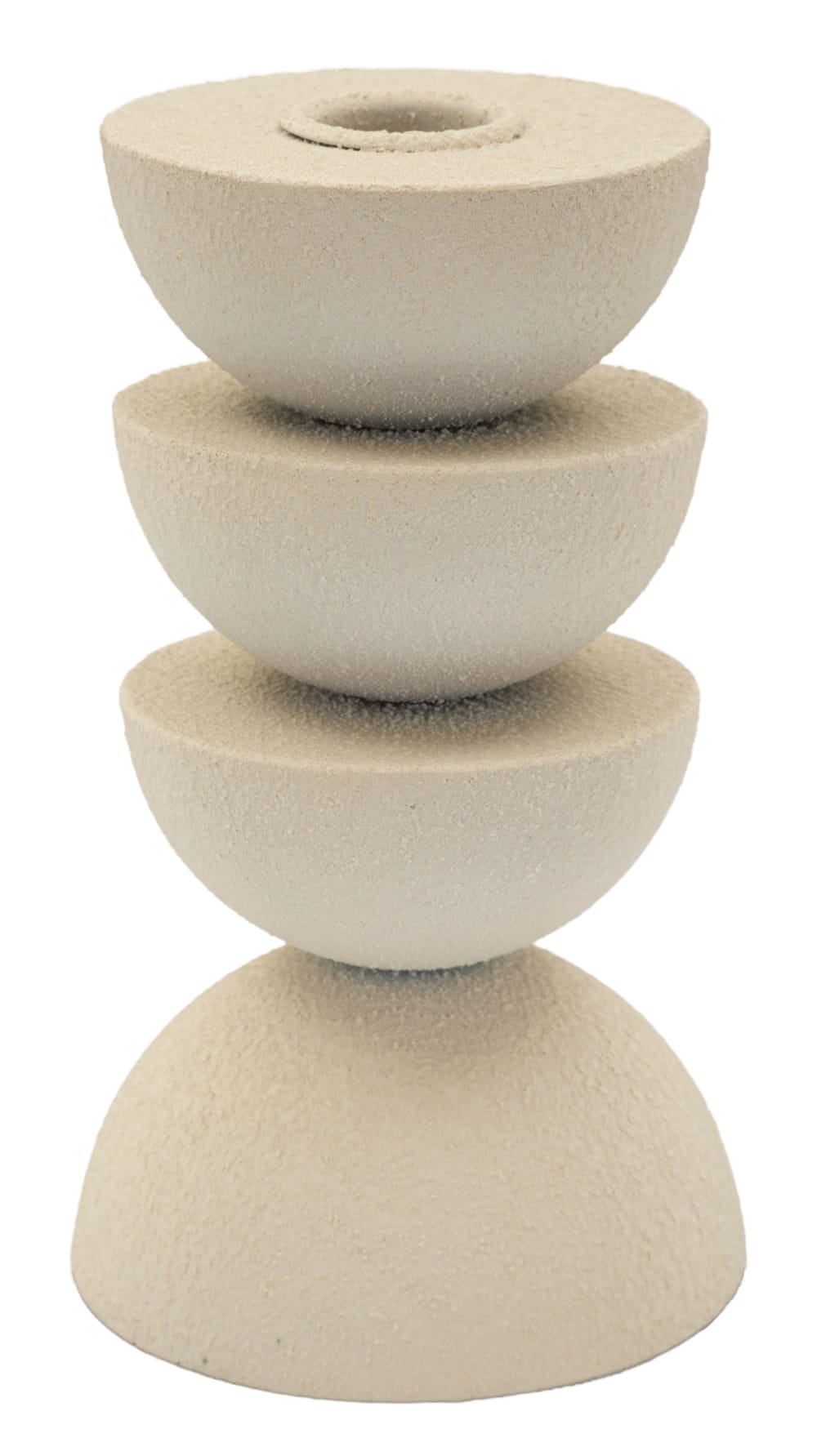 Kerzenhalter aus cremefarbenem Metall, Ø 9 x 15 cm - Maisons Du