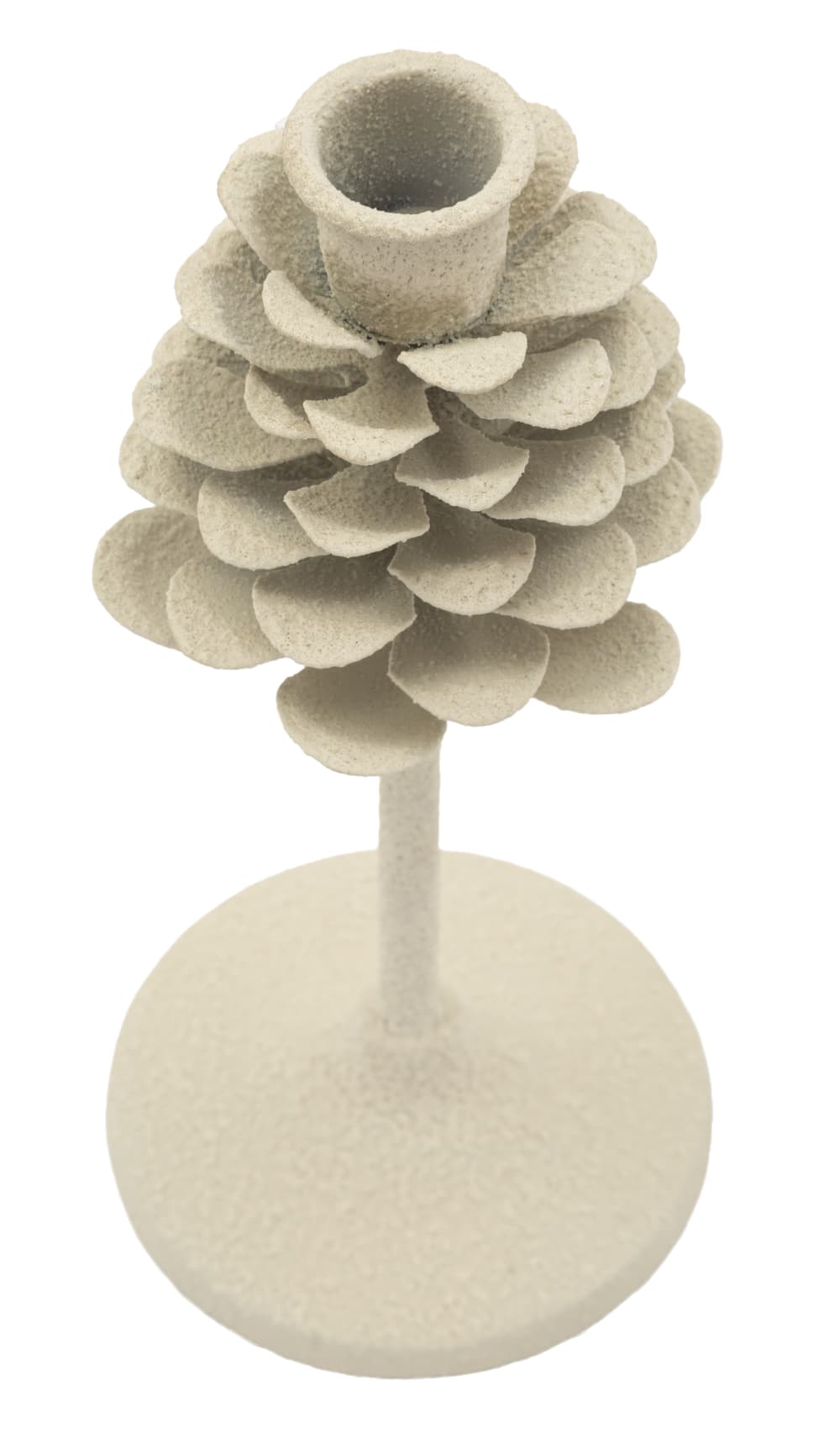 Kerzenhalter aus cremefarbenem Metall, Ø 9,5 x 22,5 cm - Maisons