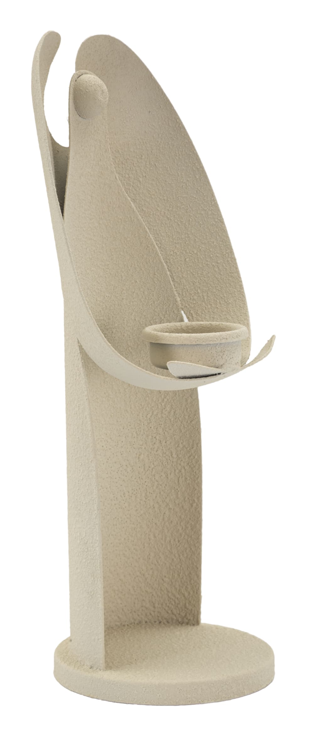 Kerzenhalter aus cremefarbenem Metall, 12,5 x 10 x 30 cm -