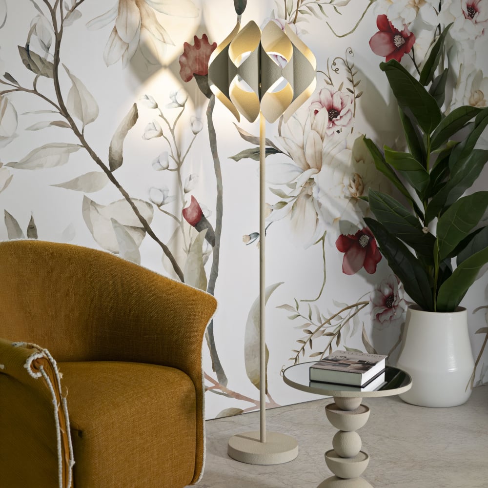 Mauro Ferretti Stehlampe aus cremefarbenem Metall, 39,5 x 155 cm Beige Metall