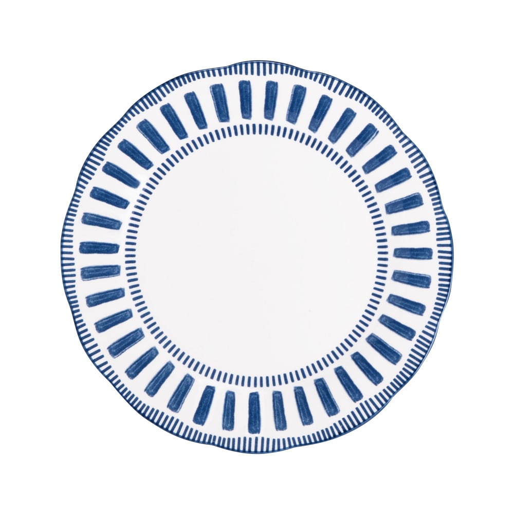 Lot de 6 assiettes creuses bleues en porcelaine 22 cm