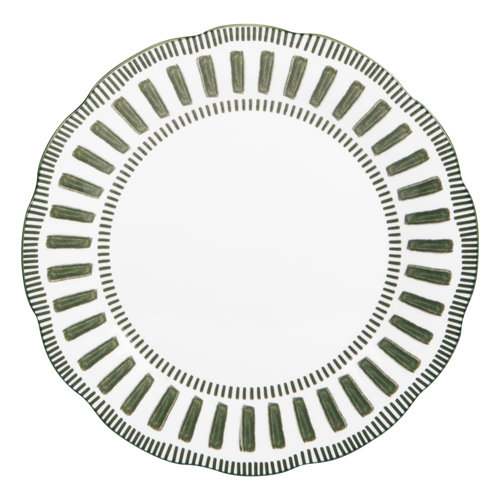 Lot de 6 assiettes plates vertes en porcelaine 27 cm