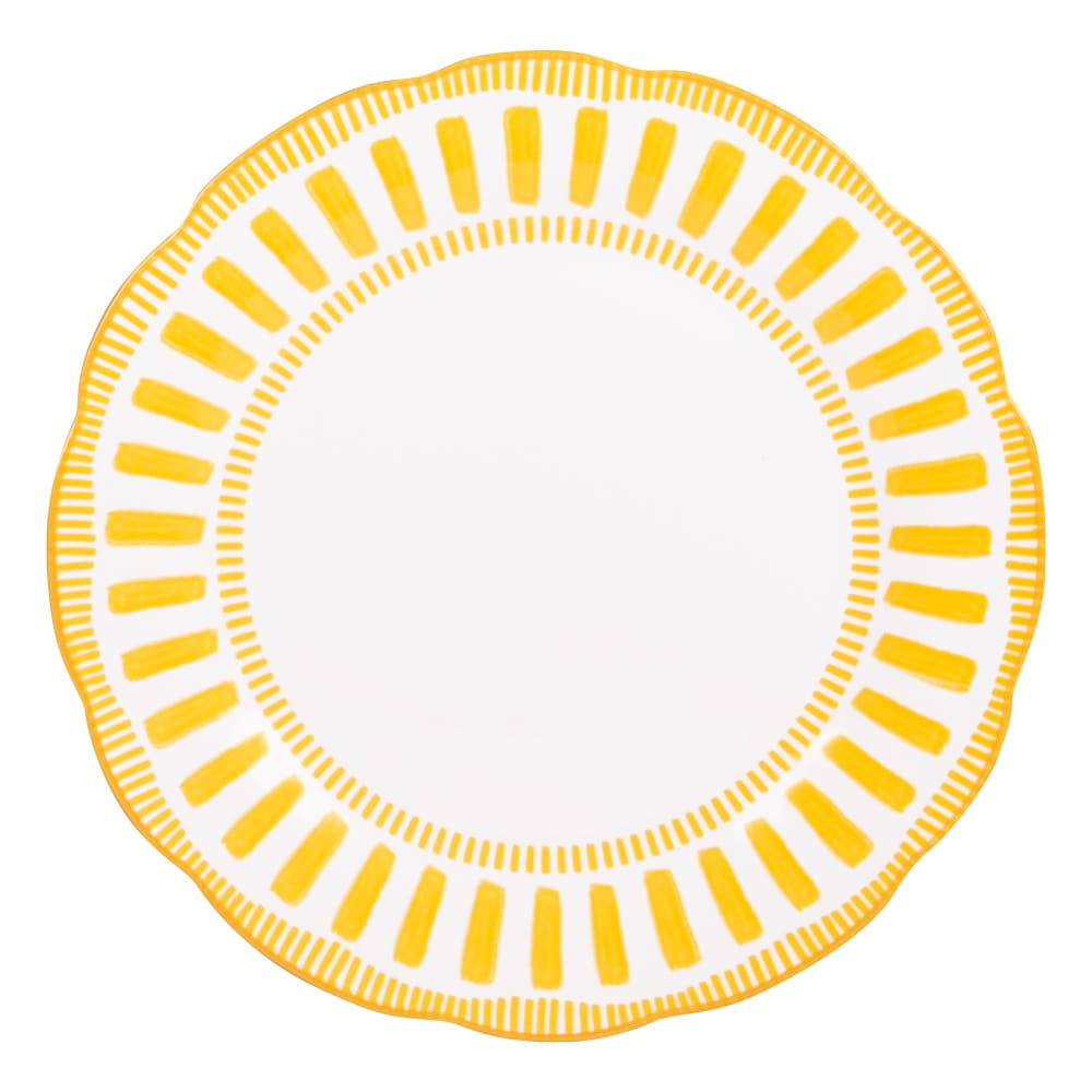 Lot de 6 assiettes plates jaunes en porcelaine 27 cm Lot de 6 assiettes plates jaunes en porcelaine 27 cm