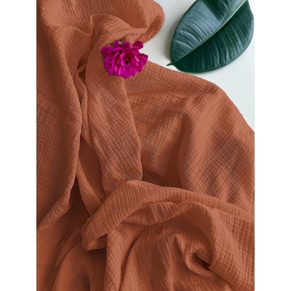 Drap housse 160x200+30 gaze de coton terra cotta — vue 3