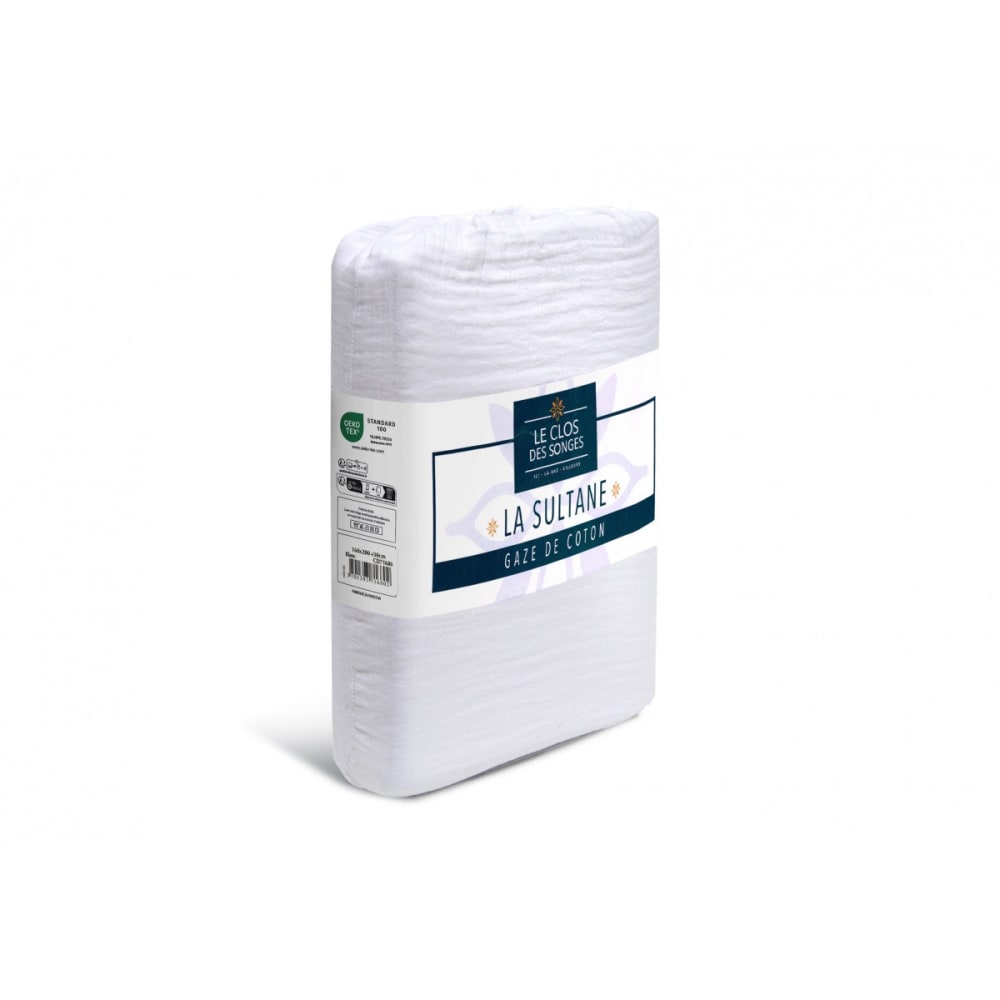 Drap housse 140x190 +30 gaze de coton vert d'eau — vue 4